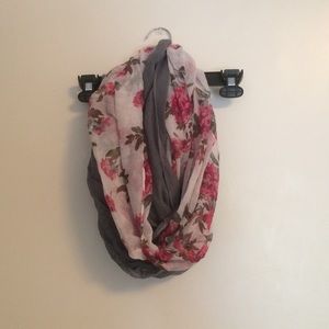 Double Layer Floral x Grey Infinity Scarf